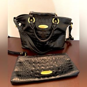 Brahmin Black Croc bag and wristlet